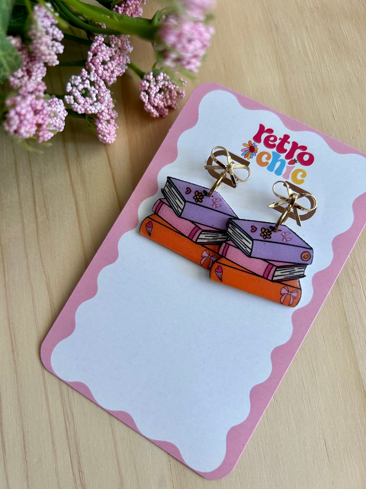 Colorful Bookish Bow Earrings